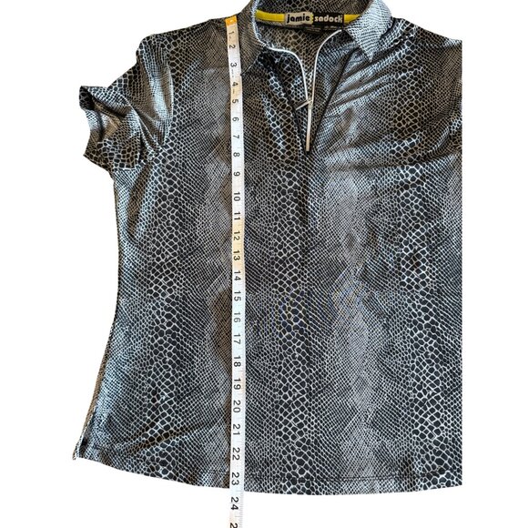 Jamie Sadock Women's Short Sleeve Top Collared 1/4 Zip Snake Print Gray Size M - Picture 6 of 7